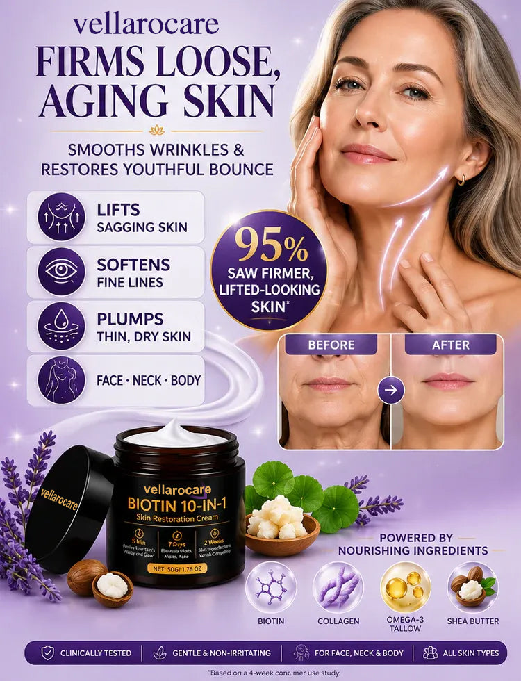 Firms loose, aging skin and reduces wrinkles